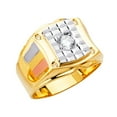 thumbnail image 1 of FB Jewels 14K Yellow White and Rose Three Color Gold Mens Cubic Zirconia CZ Ring Size 7, 1 of 1