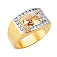 thumbnail image 1 of FB Jewels 14K Yellow White and Rose Three Color Gold Mens Cubic Zirconia CZ Ring Size 9, 1 of 1