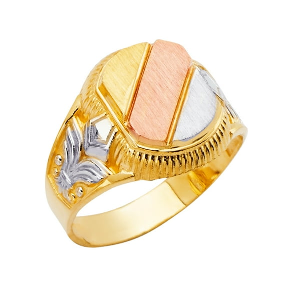 FB Jewels 14K Yellow White and Rose Three Color Gold Mens Ring Size 9.5