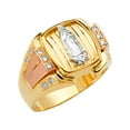 thumbnail image 1 of FB Jewels 14K Yellow White and Rose Three Color Gold Our Lady of Guadalupe Virgin Mary Mens Cubic Zirconia CZ Ring Size 10, 1 of 1
