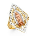 thumbnail image 1 of FB Jewels 14K Yellow White and Rose Three Color Gold Our Lady of Guadalupe Virgin Mary Ring Size 10, 1 of 1