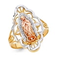 thumbnail image 1 of FB Jewels 14K Yellow White and Rose Three Color Gold Our Lady of Guadalupe Virgin Mary Ring Size 7.5, 1 of 1