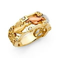 thumbnail image 1 of FB Jewels 14K Yellow White and Rose Three Color Gold Round Cubic Zirconia CZ Fashion Anniversary Dolphin Ring Size 6, 1 of 1