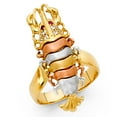 thumbnail image 1 of FB Jewels 14K Yellow White and Rose Three Color Gold Round Cubic Zirconia CZ Fashion Anniversary Lobster Ring Size 11.5, 1 of 1