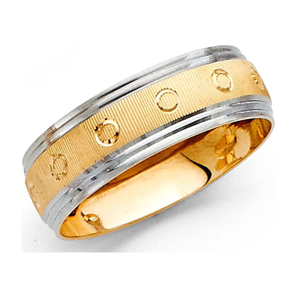 FB Jewels 14k Gold Round Cubic Zirconia White and Yellow Ring Two Tone ...