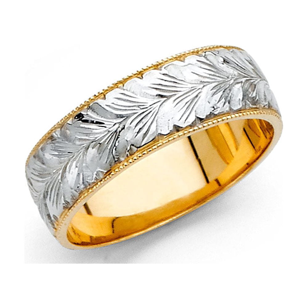 FB Jewels 14k Gold Round Cubic Zirconia White and Yellow Ring Two Tone ...