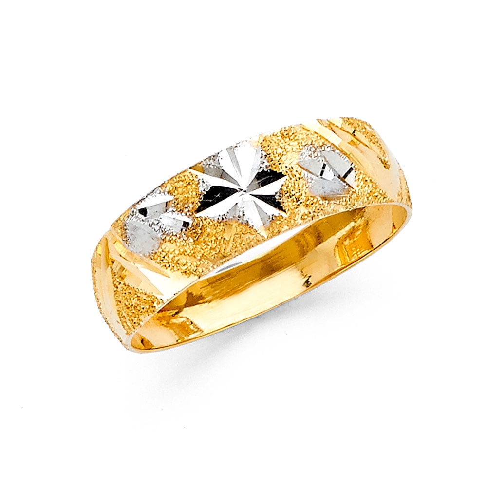 FB Jewels 14k Gold Round Cubic Zirconia White and Yellow Ring Two Tone ...