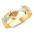 thumbnail image 1 of FB Jewels 14k Gold Round Cubic Zirconia Yellow White and Rose Three Color Ring 6MM Lit Tapered Anniversary Wedding Band Size 6.5, 1 of 1
