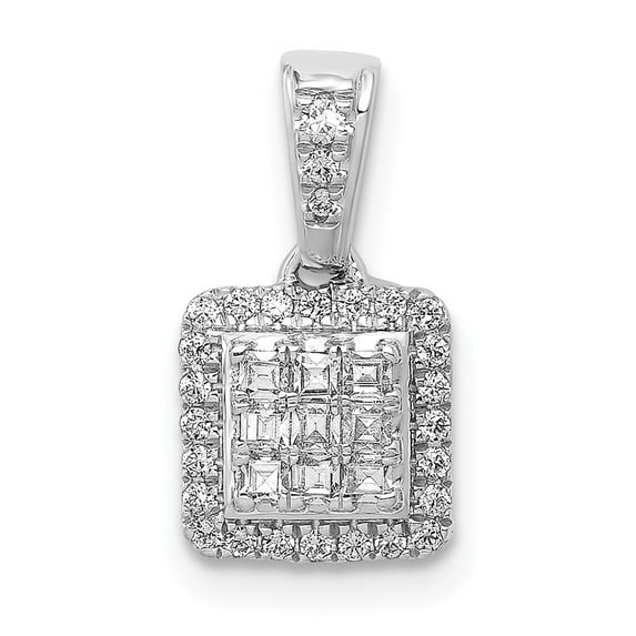 FB Jewels 14k White Gold 1/4ct. Diamond Square Cluster Pendant