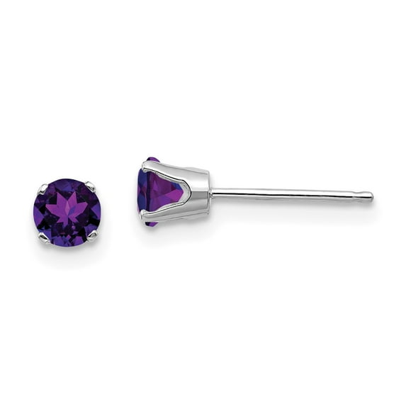 FB Jewels 14k White Gold 4mm Amethyst Stud Earrings