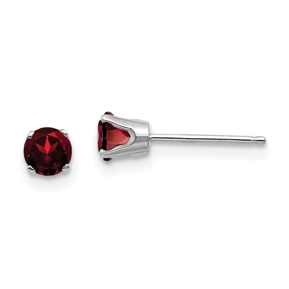 FB Jewels 14k White Gold 4mm Garnet Stud Earrings