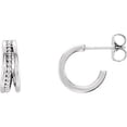 thumbnail image 1 of FB Jewels 14k White Gold Beaded Hoop Earrings, 1 of 2