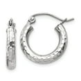thumbnail image 1 of FB Jewels 14k White Gold Diamond-cut 3mm Round Hoop Earrings, 1 of 3