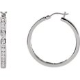 thumbnail image 1 of FB Jewels 14k White Gold Pair 1 Ct Tw Polished Diamond Hoop Earring, 1 of 2