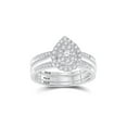 thumbnail image 1 of FB Jewels 14k White Gold Round Diamond Teardrop Cluster 3-Piece Bridal Wedding Engagement Ring Set 1/2 Cttw, 1 of 1