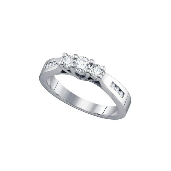 FB Jewels 14k White Gold Womens Round 3-stone Diamond Engagement Wedding Bridal Ring 1/2 Cttw