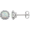 thumbnail image 1 of FB Jewels 14k White Gold with Diamond Opal Pair Created Opal And 1/10 CTW Dia Earrings With Backs, 1 of 2