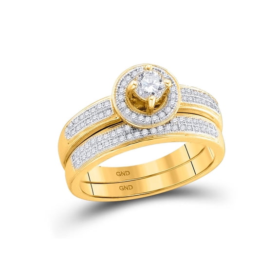 FB Jewels 14k Yellow Gold Womens Princess Diamond Bridal Wedding Engagement Ring Band Set 7/8 Cttw