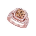 thumbnail image 1 of FB Jewels 14kt Rose Gold Round Brown Diamond Cluster Bridal Wedding Engagement Ring 2 Cttw, 1 of 1