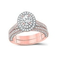 thumbnail image 1 of FB Jewels 14kt Rose Gold Womens Oval Diamond Bridal Wedding Engagement Ring Band Set 1-5/8 Cttw, 1 of 1