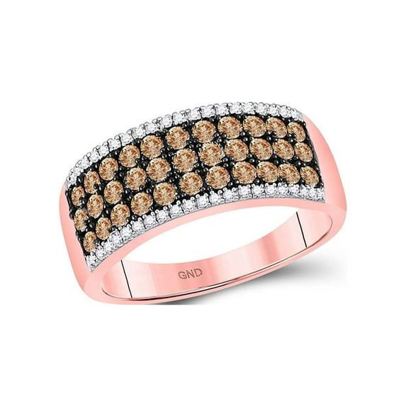 FB Jewels 14kt Rose Gold Womens Round Brown Diamond Band Ring 1.00 Cttw