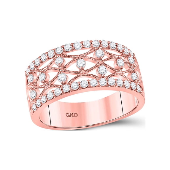 FB Jewels 14kt Rose Gold Womens Round Diamond Band Ring 5/8 Cttw