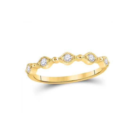 FB Jewels 14kt Rose Gold Womens Round Diamond Classic Stackable Band Ring 1/10 Cttw