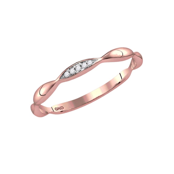 FB Jewels 14kt Rose Gold Womens Round Diamond Contoured Stackable Band Ring .02 Cttw