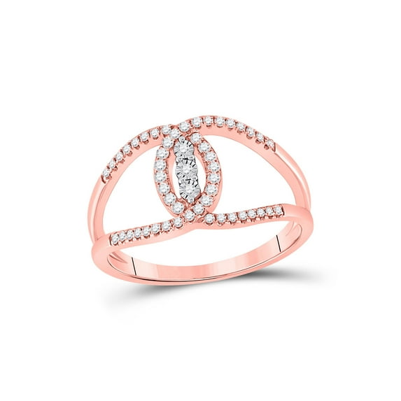 FB Jewels 14kt Rose Gold Womens Round Diamond Fashion 3-stone Ring 1/5 Cttw