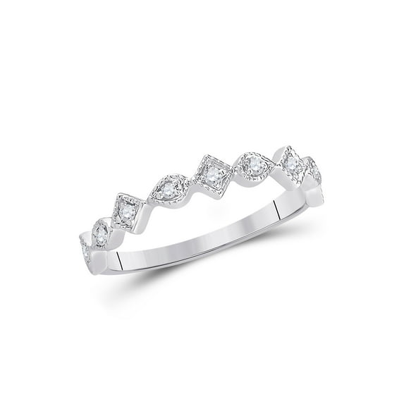 FB Jewels 14kt Rose Gold Womens Round Diamond Geometric Stackable Band Ring 1/10 Cttw