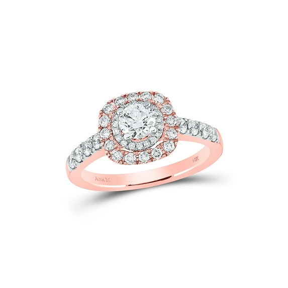 FB Jewels 14kt Rose Gold Womens Round Diamond Halo Bridal Wedding Engagement Ring 1.00 Cttw