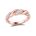 thumbnail image 1 of FB Jewels 14kt Rose Gold Womens Round Diamond Milgrain Crossover Band Ring 1/20 Cttw Size 6, 1 of 4