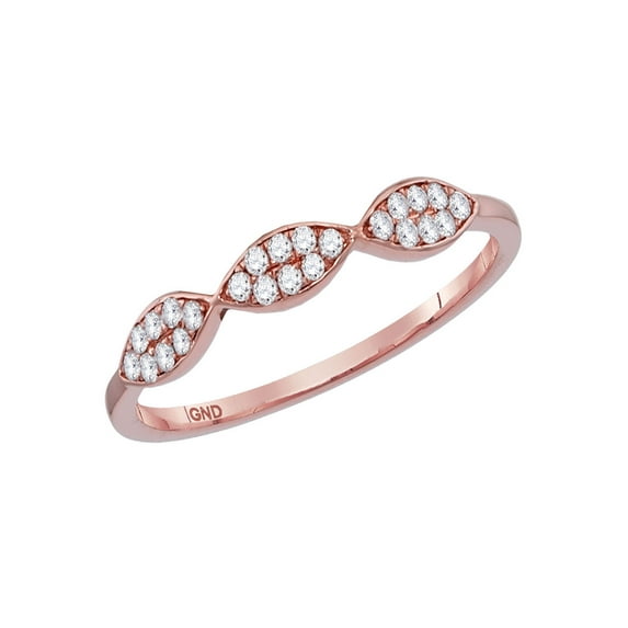 FB Jewels 14kt Rose Gold Womens Round Diamond Oval Stackable Band Ring 1/8 Cttw Size 9