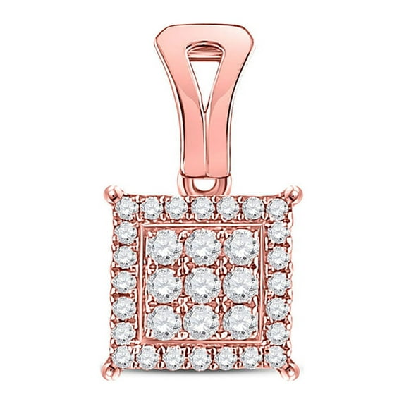 FB Jewels 14kt Rose Gold Womens Round Diamond Square Cluster Pendant 1/4 Cttw