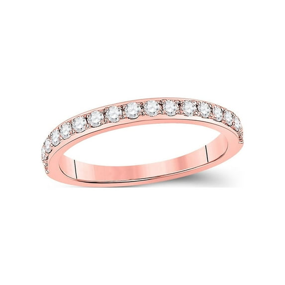 FB Jewels 14kt Rose Gold Womens Round Diamond Wedding Single Row Band 1/3 Cttw