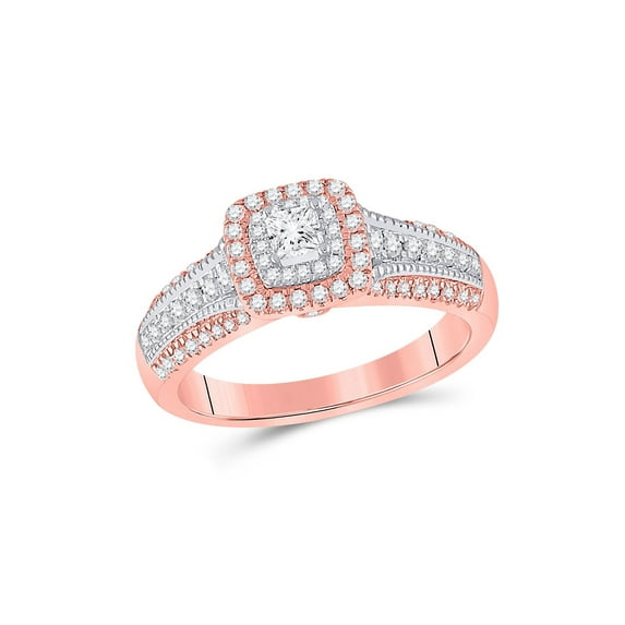 FB Jewels 14kt Two-tone Gold Womens Princess Diamond Halo Bridal Wedding Engagement Ring 1/2 Cttw