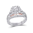 thumbnail image 1 of FB Jewels 14kt Two-tone Gold Womens Round Diamond Bridal Wedding Engagement Ring Band Set 1-3/4 Cttw, 1 of 3