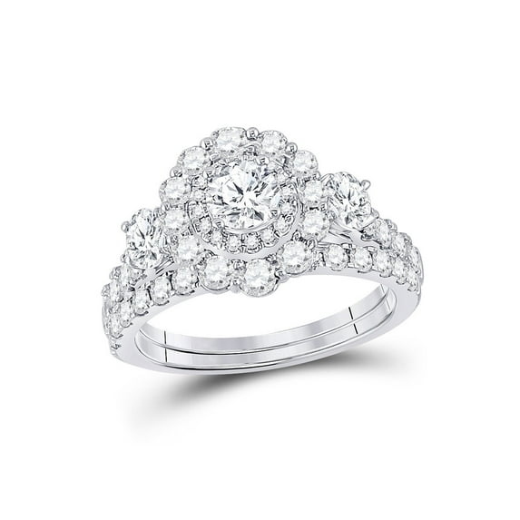 FB Jewels 14kt Two-tone Gold Womens Round Diamond Bridal Wedding Engagement Ring Band Set 2.00 Cttw