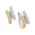 thumbnail image 1 of FB Jewels 14kt Two-tone Gold Womens Round Diamond Bypass Huggie Earrings 1/2 Cttw, 1 of 1