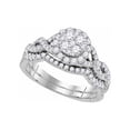thumbnail image 1 of FB Jewels 14kt White Gold Diamond Cluster Bridal Wedding Ring Band Set 7/8 Cttw Size 7, 1 of 1