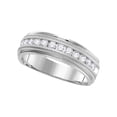 thumbnail image 1 of FB Jewels 14kt White Gold Mens Machine Set Round Diamond Wedding Channel Band Ring 1/2 Cttw, 1 of 1