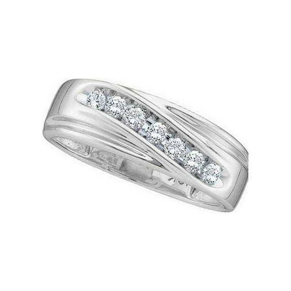 FB Jewels 14kt White Gold Mens Round Channel-set Diamond Wedding Anniversary Band Ring 1/4 Cttw .5 Size 10.5