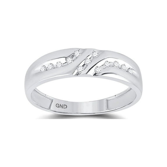 FB Jewels 14kt White Gold Mens Round Diamond 5mm Wedding Anniversary Band Ring 1/8 Cttw