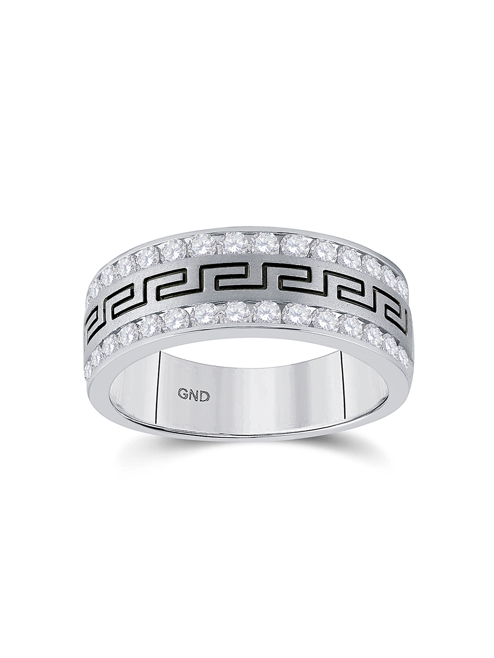 FB Jewels 14kt White Gold Mens Round Diamond Double Row Grecco Greek ...