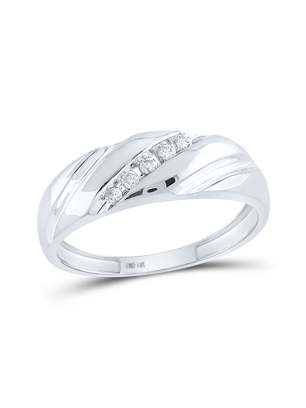 FB Jewels 14kt White Gold Mens Round Diamond Wedding Band Ring 1/10 ...