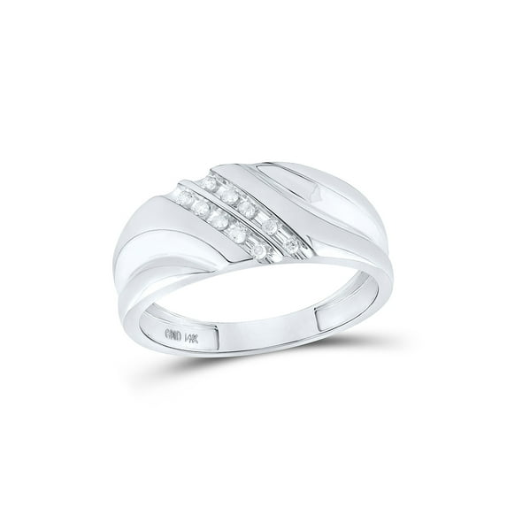 FB Jewels 14kt White Gold Mens Round Diamond Wedding Band Ring 1/8 Cttw Size 12
