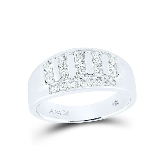 FB Jewels 14kt White Gold Mens Round Diamond Wedding Channel Set Band Ring 1 Cttw .5 Size 10.5
