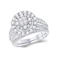 thumbnail image 1 of FB Jewels 14kt White Gold Princess Diamond Bridal Wedding Ring Band Set 1-1/2 Cttw, 1 of 4