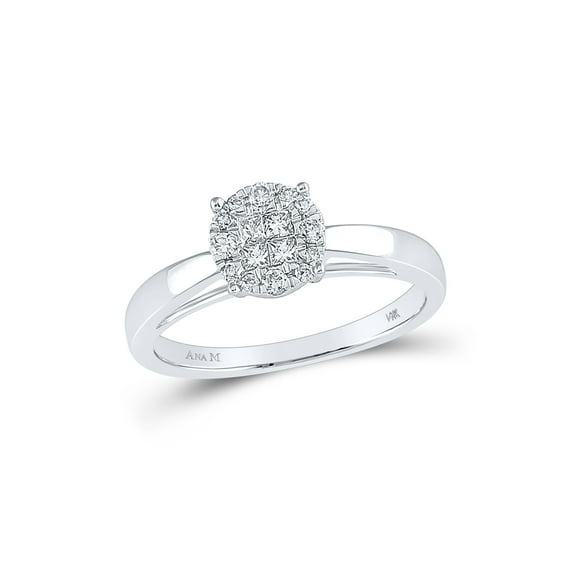 FB Jewels 14kt White Gold Princess Diamond Cluster Bridal Wedding Engagement Ring 1/4 Cttw Size 9.5
