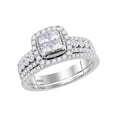 thumbnail image 1 of FB Jewels 14kt White Gold Princess Diamond Halo Bridal Wedding Ring Band Set 1 Cttw, 1 of 1